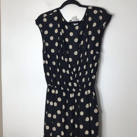 Anthropologie Corey Lynn Colter jumpsuit blue tan polka dot medium USA - Picture 2 of 9